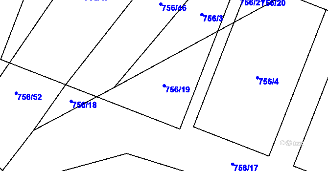 Parcela st. 756/19 v KÚ Kačice, Katastrální mapa