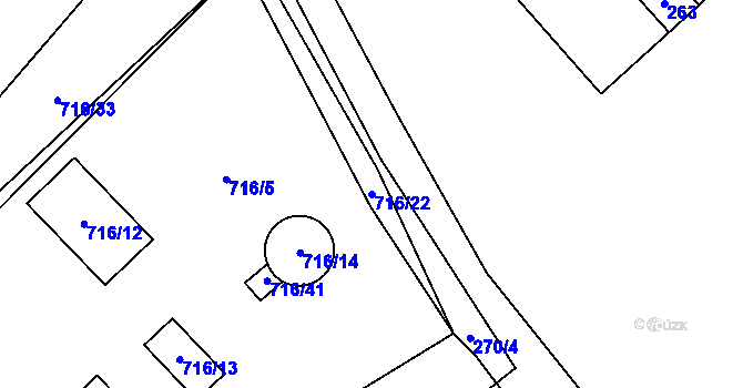 Parcela st. 716/22 v KÚ Kačice, Katastrální mapa