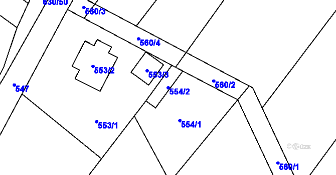 Parcela st. 554/2 v KÚ Kačice, Katastrální mapa