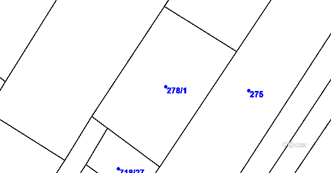 Parcela st. 278/1 v KÚ Kačice, Katastrální mapa