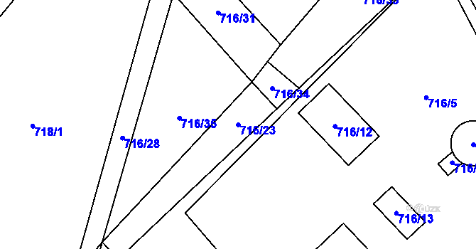 Parcela st. 716/23 v KÚ Kačice, Katastrální mapa