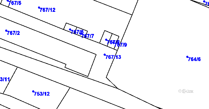 Parcela st. 767/13 v KÚ Kačice, Katastrální mapa