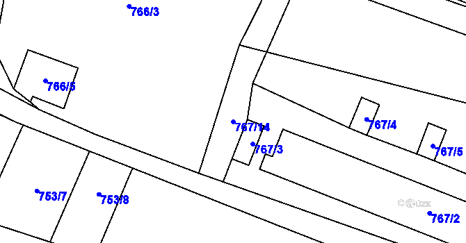 Parcela st. 767/14 v KÚ Kačice, Katastrální mapa