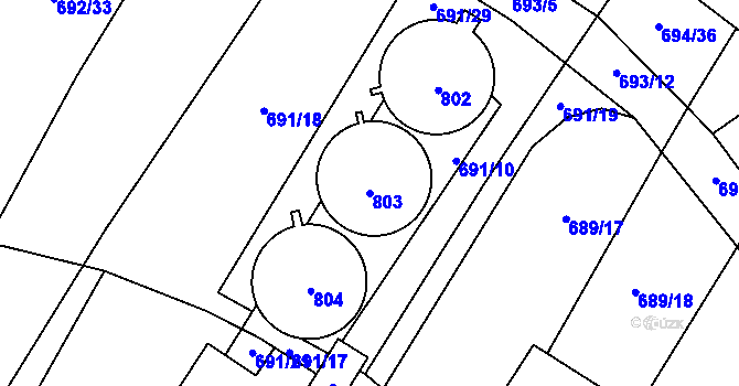 Parcela st. 803 v KÚ Kačice, Katastrální mapa