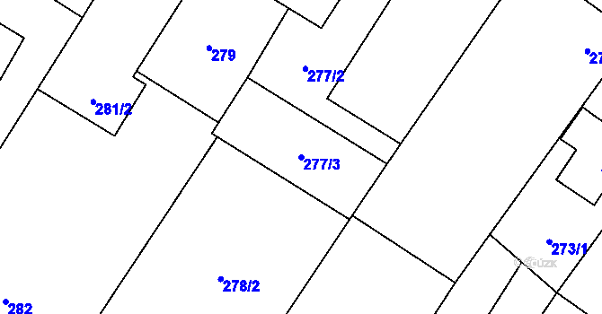 Parcela st. 277/3 v KÚ Kačice, Katastrální mapa
