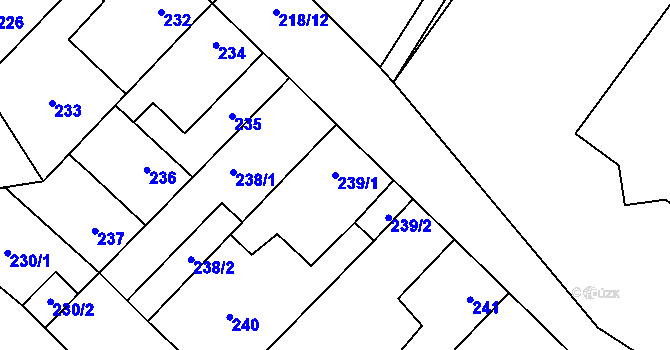 Parcela st. 239/1 v KÚ Kačice, Katastrální mapa
