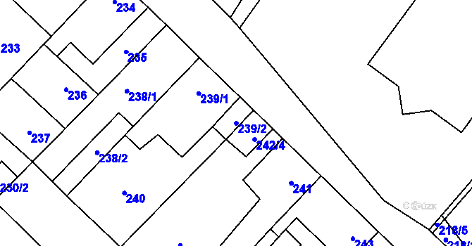 Parcela st. 239/2 v KÚ Kačice, Katastrální mapa