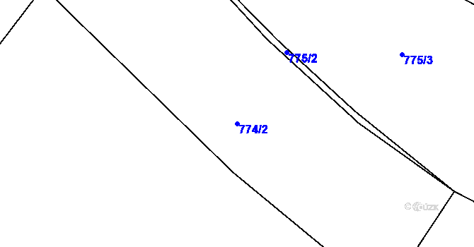 Parcela st. 774/2 v KÚ Kačice, Katastrální mapa