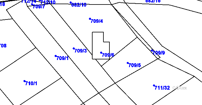 Parcela st. 709/6 v KÚ Kačice, Katastrální mapa