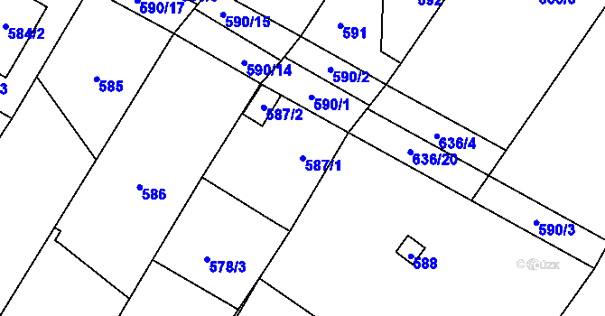 Parcela st. 587/1 v KÚ Kačice, Katastrální mapa