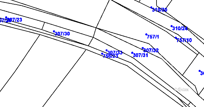 Parcela st. 756/23 v KÚ Kačice, Katastrální mapa
