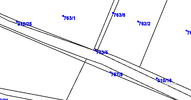 Parcela st. 763/5 v KÚ Kačice, Katastrální mapa