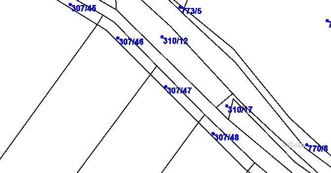 Parcela st. 307/47 v KÚ Kačice, Katastrální mapa
