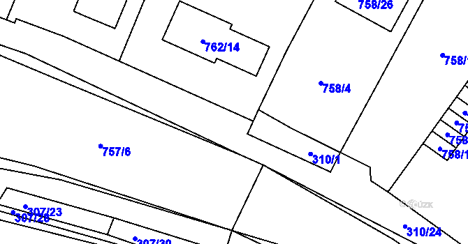 Parcela st. 310/21 v KÚ Kačice, Katastrální mapa