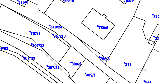 Parcela st. 310/22 v KÚ Kačice, Katastrální mapa