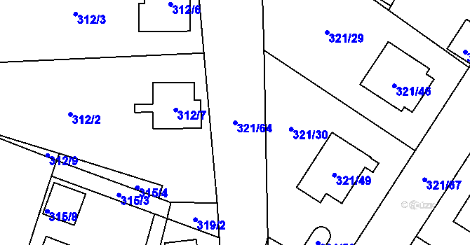 Parcela st. 321/64 v KÚ Kačice, Katastrální mapa