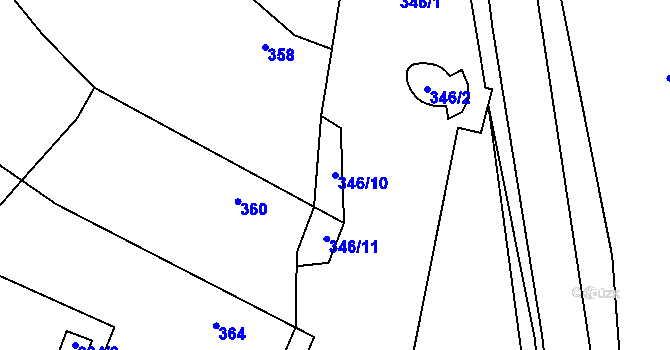Parcela st. 346/10 v KÚ Kačice, Katastrální mapa
