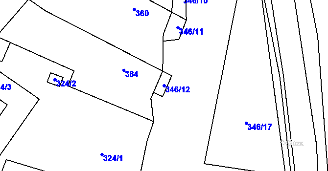 Parcela st. 346/12 v KÚ Kačice, Katastrální mapa