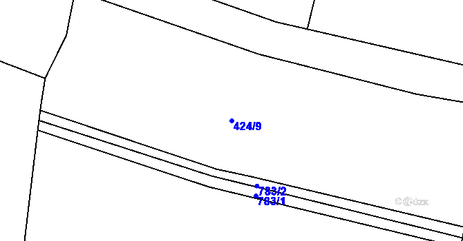 Parcela st. 424/9 v KÚ Kačice, Katastrální mapa