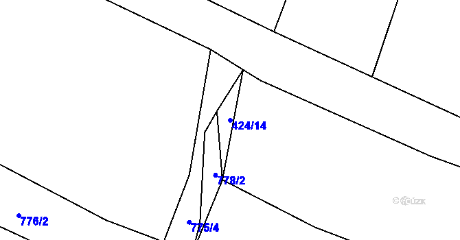 Parcela st. 424/14 v KÚ Kačice, Katastrální mapa