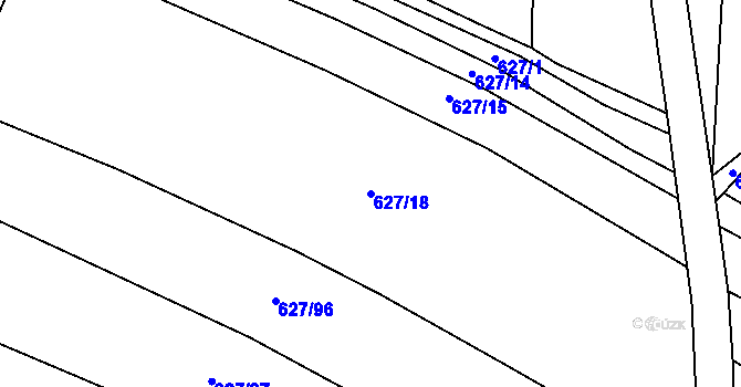 Parcela st. 627/18 v KÚ Kačice, Katastrální mapa