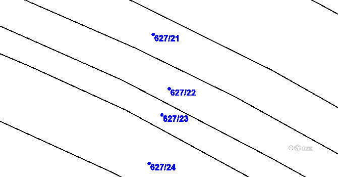Parcela st. 627/22 v KÚ Kačice, Katastrální mapa