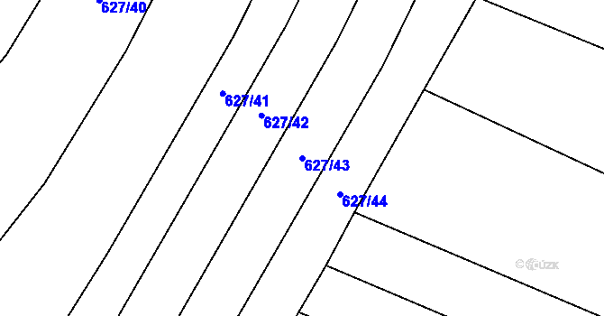 Parcela st. 627/43 v KÚ Kačice, Katastrální mapa