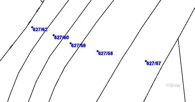 Parcela st. 627/58 v KÚ Kačice, Katastrální mapa