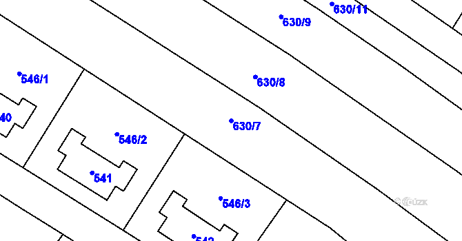 Parcela st. 630/7 v KÚ Kačice, Katastrální mapa