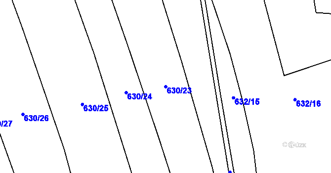 Parcela st. 630/23 v KÚ Kačice, Katastrální mapa