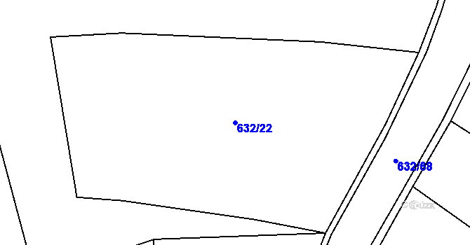 Parcela st. 632/22 v KÚ Kačice, Katastrální mapa