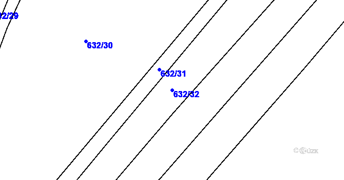 Parcela st. 632/32 v KÚ Kačice, Katastrální mapa