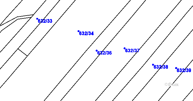 Parcela st. 632/36 v KÚ Kačice, Katastrální mapa