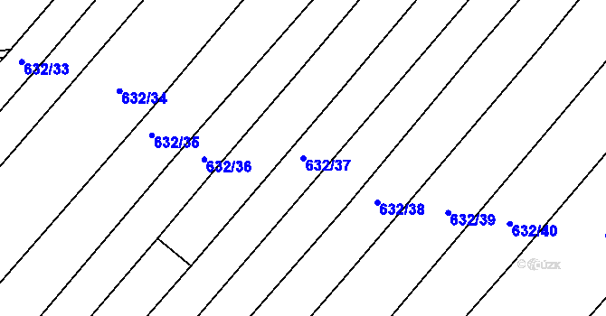 Parcela st. 632/37 v KÚ Kačice, Katastrální mapa