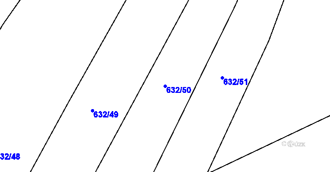 Parcela st. 632/50 v KÚ Kačice, Katastrální mapa