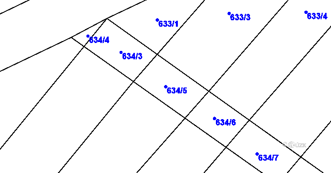 Parcela st. 634/5 v KÚ Kačice, Katastrální mapa