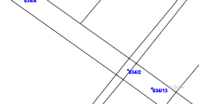 Parcela st. 634/11 v KÚ Kačice, Katastrální mapa