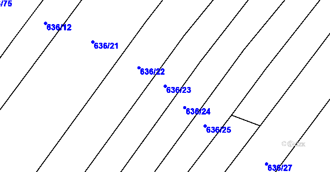 Parcela st. 636/23 v KÚ Kačice, Katastrální mapa