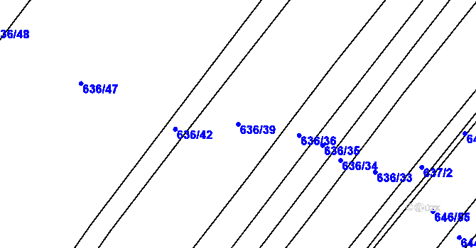Parcela st. 636/39 v KÚ Kačice, Katastrální mapa