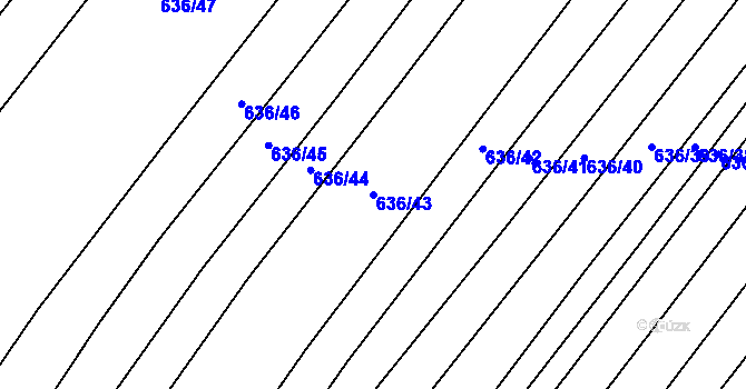 Parcela st. 636/43 v KÚ Kačice, Katastrální mapa