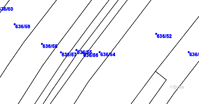 Parcela st. 636/54 v KÚ Kačice, Katastrální mapa