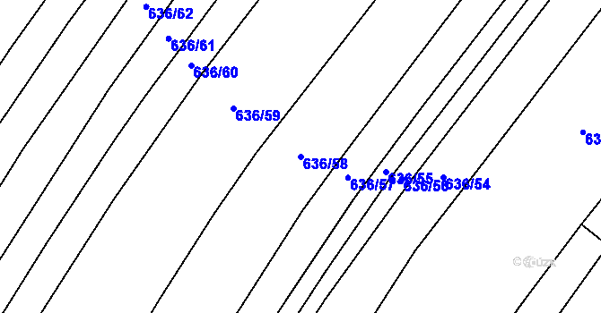 Parcela st. 636/58 v KÚ Kačice, Katastrální mapa