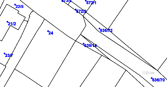 Parcela st. 639/14 v KÚ Kačice, Katastrální mapa