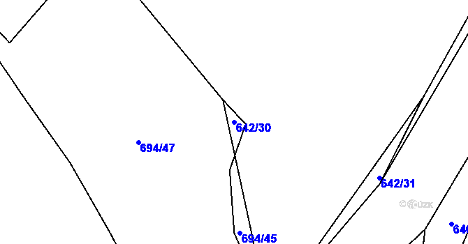 Parcela st. 642/30 v KÚ Kačice, Katastrální mapa