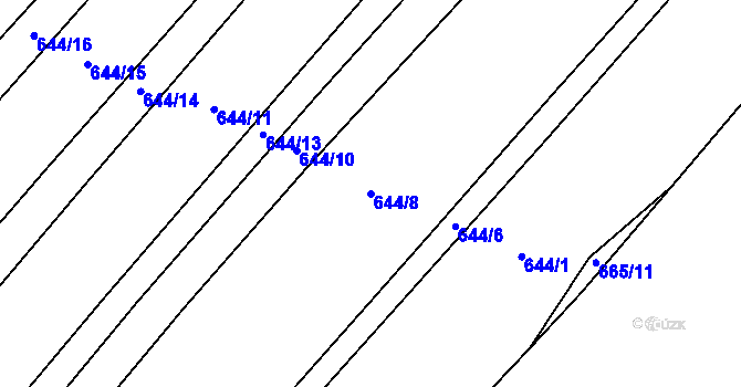 Parcela st. 644/8 v KÚ Kačice, Katastrální mapa