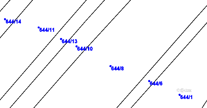 Parcela st. 644/9 v KÚ Kačice, Katastrální mapa