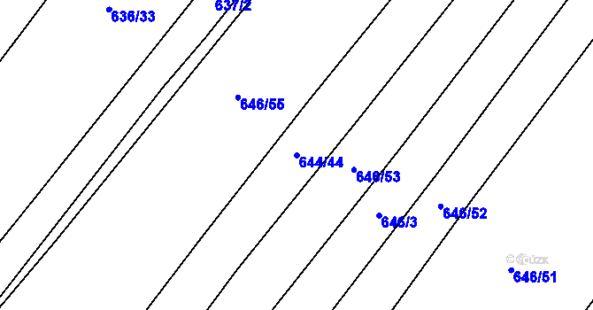 Parcela st. 644/44 v KÚ Kačice, Katastrální mapa