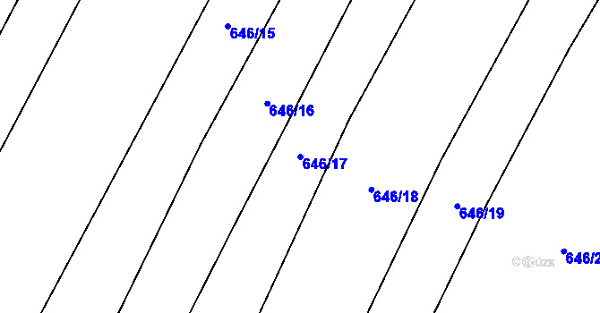 Parcela st. 646/17 v KÚ Kačice, Katastrální mapa