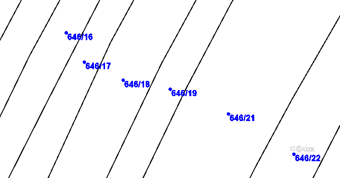 Parcela st. 646/19 v KÚ Kačice, Katastrální mapa