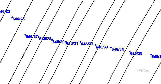 Parcela st. 646/32 v KÚ Kačice, Katastrální mapa
